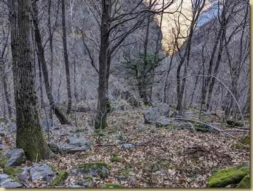 e più in basso un pendio sassoso dove si trova il rudere dell'Alp Bernard...