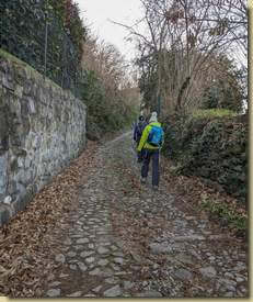 un tratto verso il bosco col ciottolato...