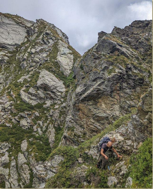uscendo dal canale di Koustu verso la Bocchetta del Craco...