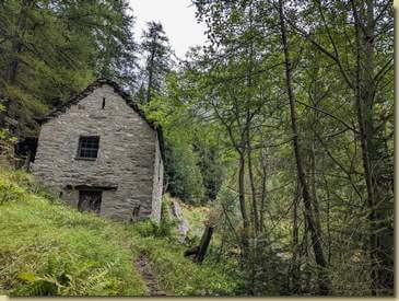 il sentiero sale presso il ciglio della cava passando dall'Alpe Rei...