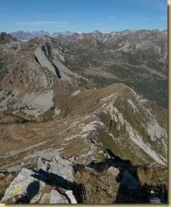 la cresta nord-ovest del Pizzo Ruggia...
