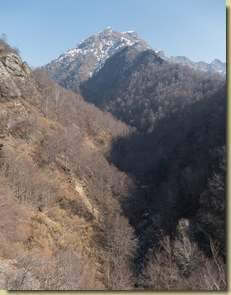 la valle che sale al Capio. In alto, la Rusarola...
