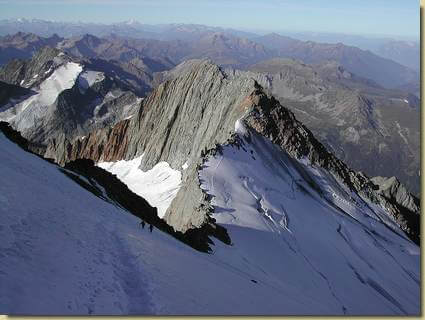 discesa verso il col e l'Aiguille de la Berangere